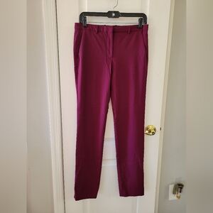 Theory Hartsdale B Traceable Wool Straight Leg Pants in Deep Currant Size 4